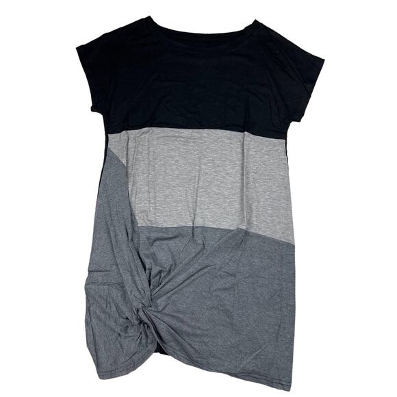 Women Medium Colorblock Short Sleeve T-Shirt Mini Dress Casual Summer Tunic - Picture 1 of 9